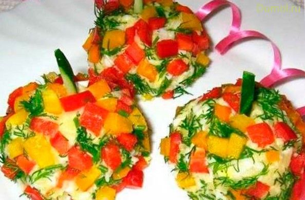 Новогодний салат-гарнир из овощей «Ёлочные шары»