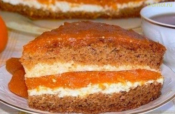 Творожный цитрусовый торт с курагой