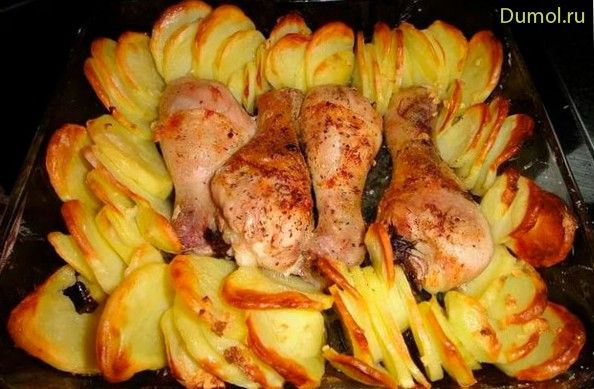 Куриные ножки, запеченные с картофелем в духовке