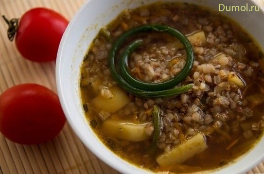 Легкий гречневый суп без мяса