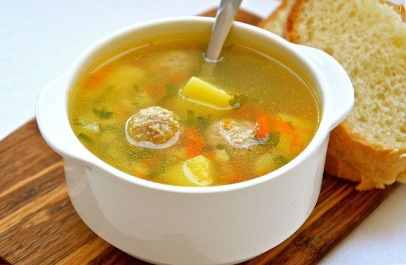 Простой картофельный суп с фрикадельками