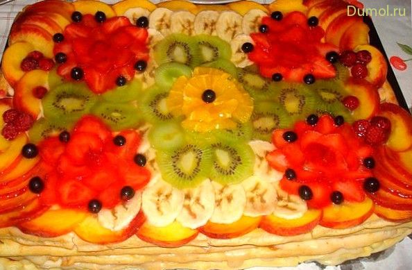 Летний торт «Тропиканка» с ягодами и фруктами