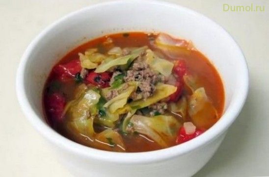 Сытный суп с овощами и мясным фаршем