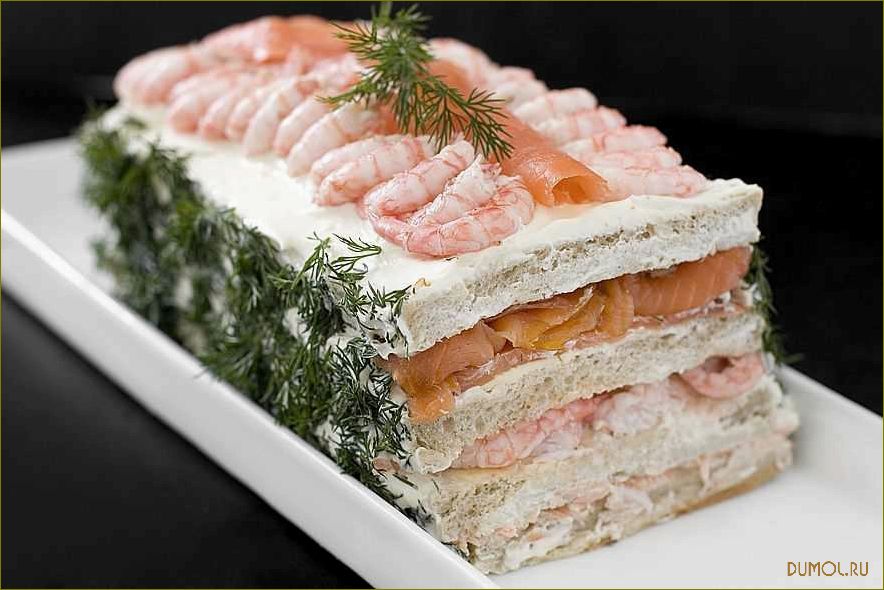 Закусочный бутербродный торт с рыбой