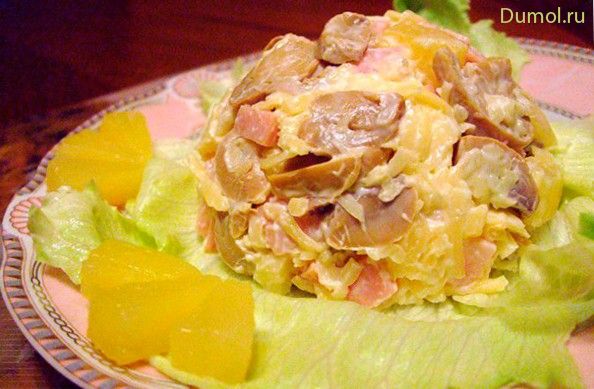 Ананасовый салат с сыром и ветчиной (ананасовый, салат, сыром) Ананасовый салат с сыром и ветчиной
