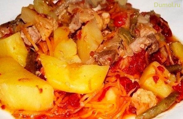 Ароматное овощное рагу с мясом в казане (ароматное, овощное, капуста) Ароматное овощное рагу с мясом в казане