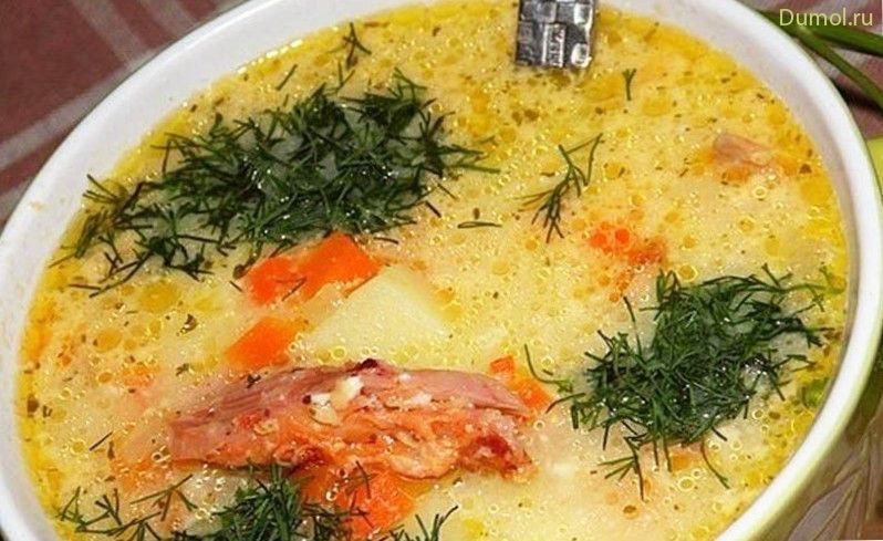 Ароматный суп с сыром и курицей