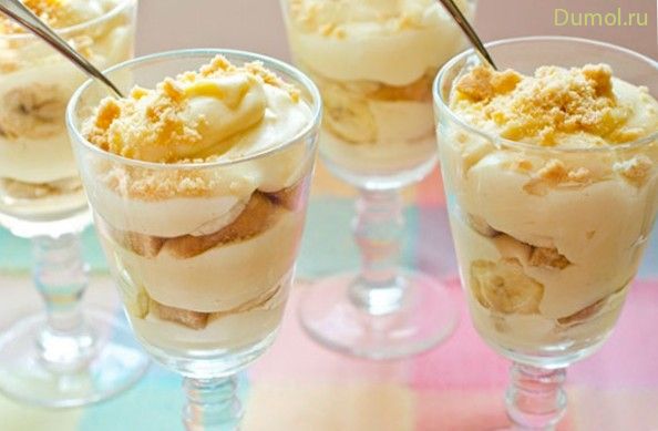 Бананы с творогом и йогуртом на десерт