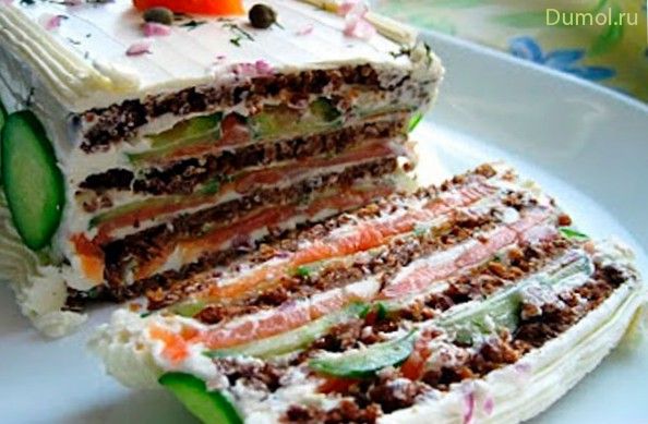 Бутербродный торт со сливочным сыром (бутербродный, торт, сливочным) Бутербродный торт со сливочным сыром