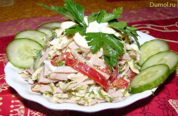 Быстрый салат «Берлинский» с ветчиной