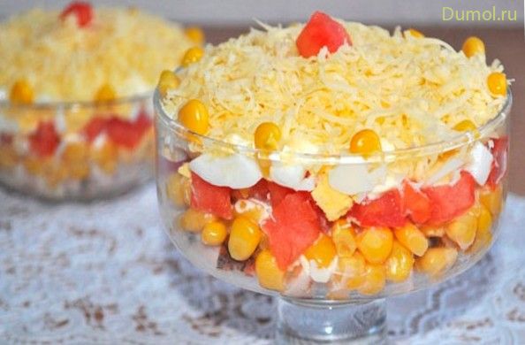 Быстрый салат «Восхищение» с копченой курицей (стремительный, салат, восхищение) Быстрый салат «Восхищение» с копченой курицей