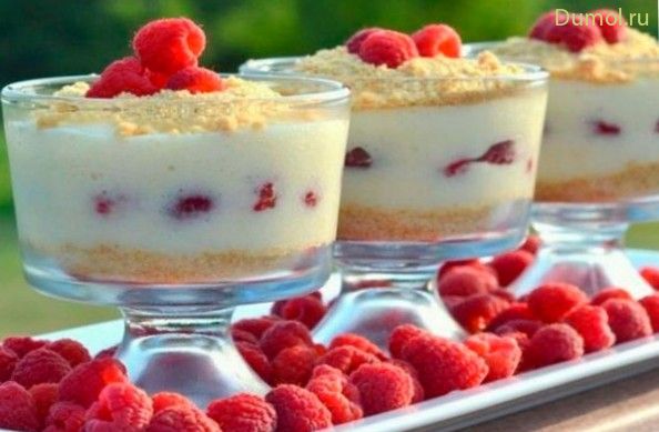 Чизкейк-парфе с малиной без выпечки