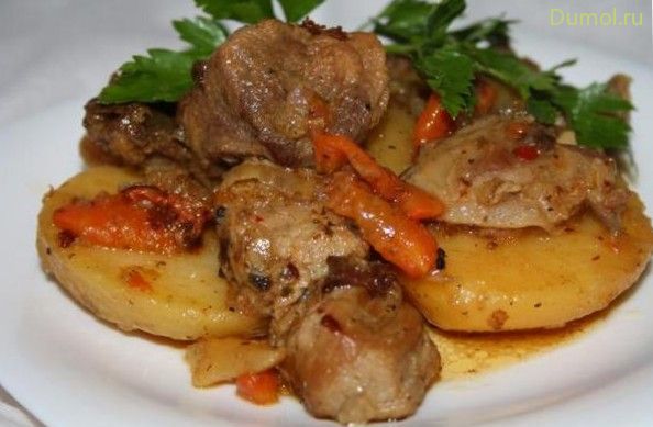 Домашнее жаркое со свининой в казане