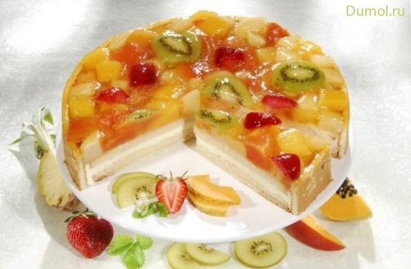 Фруктовый сливочно-сметанный торт без выпечки