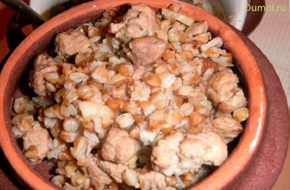 Гречневая каша со свининой в горшочке (гречневая, каша, свининой, свинина) Гречневая каша со свининой в горшочке