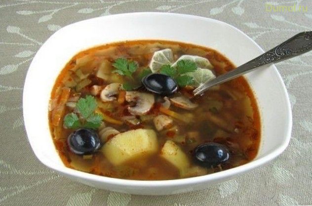 Грибная солянка с квашеной капустой и маслинами (грибная, солянка, квашеной, капуста) Грибная солянка с квашеной капустой и маслинами