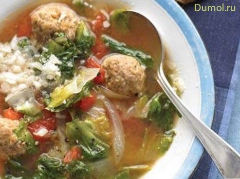 Итальянский свадебный суп с фрикадельками из индейки