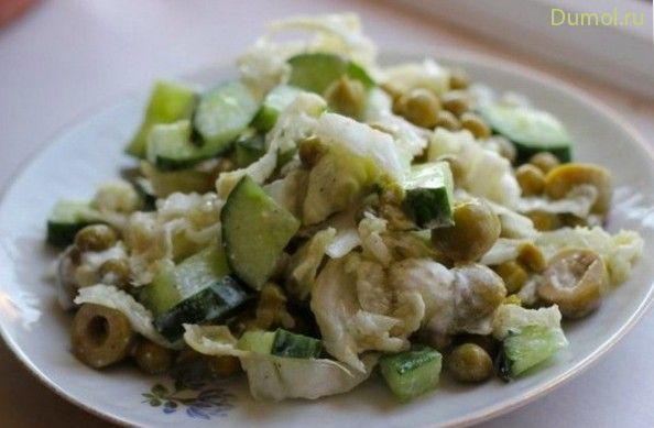 Капустный салат с огурцом и оливками (капустный, салат, капуста) Капустный салат с огурцом и оливками