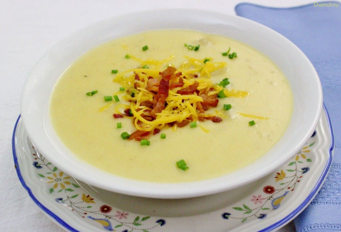 Картофельный суп-пюре с чесноком и сливками