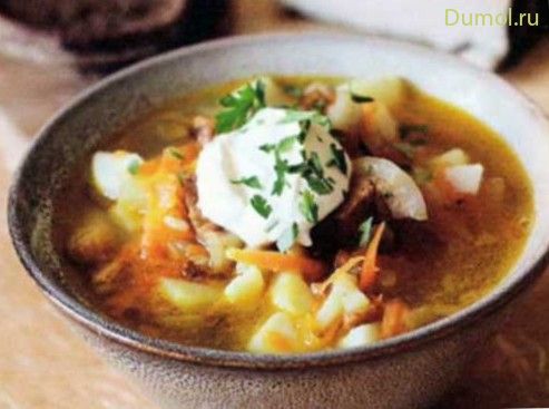 Картофельный суп по-татарски со шкварками