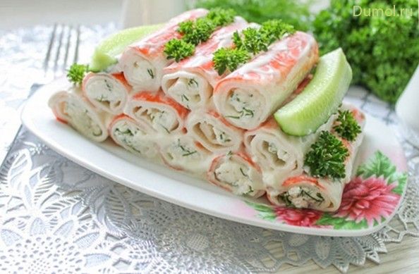 Крабовые палочки, фаршированные грибами и яйцом (крабовые, палочки) Крабовые палочки, фаршированные грибами и яйцом