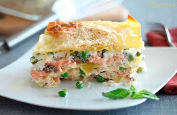Лазанья с лососем и творогом (лазанья, лососем, творогом, творог) Лазанья с лососем и творогом