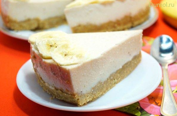 Легкий банановый чизкейк с творогом