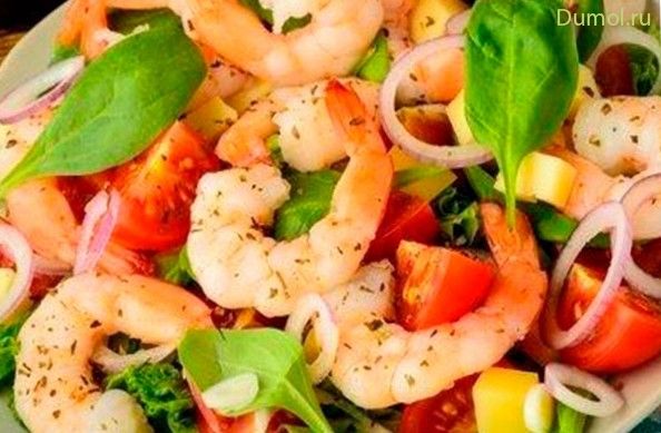 Легкий креветочный салат с овощами (легкий, креветочный, салат) Легкий креветочный салат с овощами