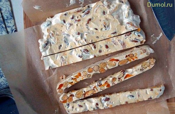 Мягкая нуга с курагой и миндалем (мягкая, нуга, курагой) Мягкая нуга с курагой и миндалем