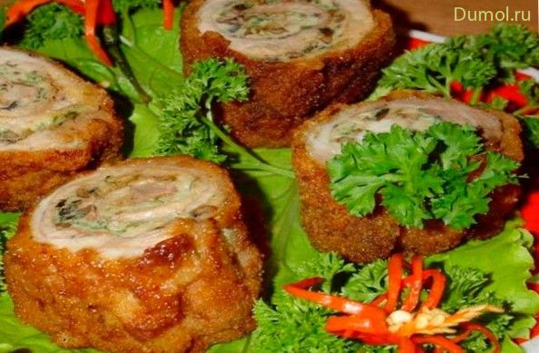 Мясная закуска «Пенечки» с шампиньонами (мясная, закуска, пенечки, свинина) Мясная закуска «Пенечки» с шампиньонами