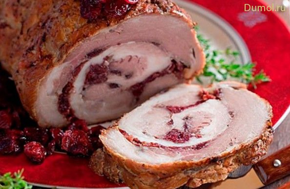 Мясной рулет с бренди и клюквой (мясной, рулет, пищевой) Мясной рулет с бренди и клюквой