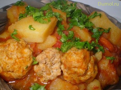 Мясные тефтели с картофелем и перцем (мясные, тефтели) Мясные тефтели с картофелем и перцем
