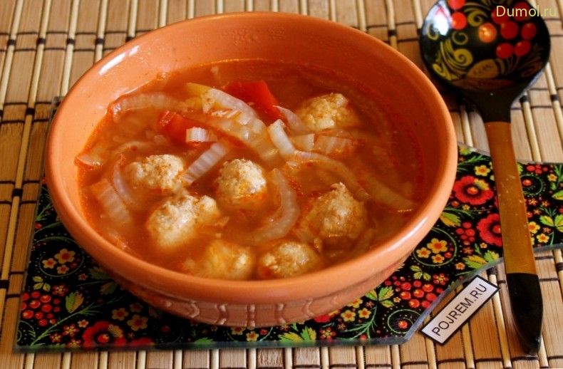 Простой суп с мясными фрикадельками (несложный, мясными) Простой суп с мясными фрикадельками