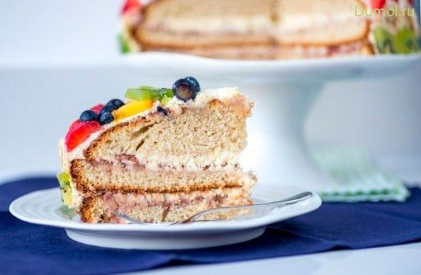 Норвежский торт с фруктами и кремом