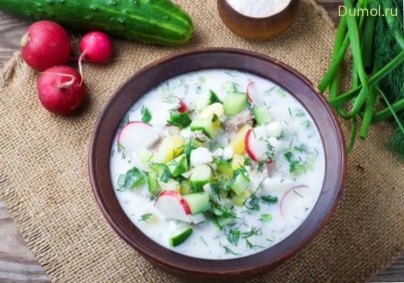 Окрошка на кефире с редисом