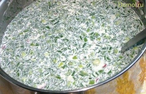 Окрошка на курином бульоне