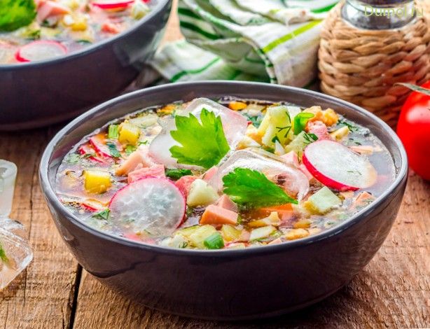 Окрошка с редисом на квасе