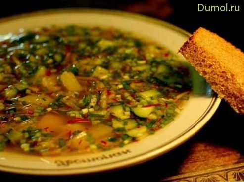 Окрошка с ревенем, морковью и редисом (окрошка, ревенем, морковью) Окрошка с ревенем, морковью и редисом