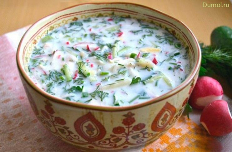 Окрошка с салями на кефире и газировке