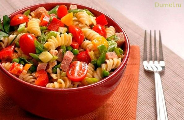 Овощной салат по-итальянски с ветчиной, макаронами и сыром (овощной, салат, по-итальянски) Овощной салат по-итальянски с ветчиной, макаронами и сыром