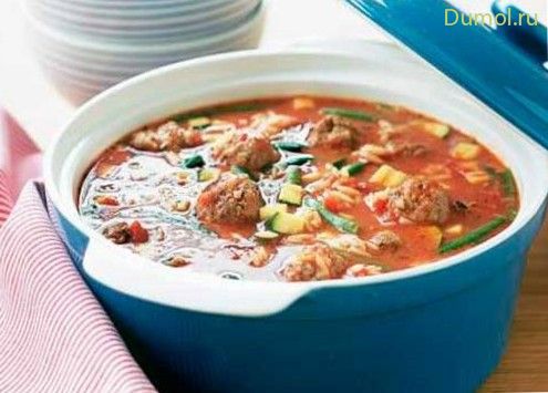Овощной суп с сыром, фрикадельками и вермишелью по-итальянски