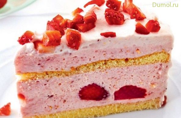 Песочный торт с творожно-клубничной начинкой (песочный, торт, творог, вишня) Песочный торт с творожно-клубничной начинкой