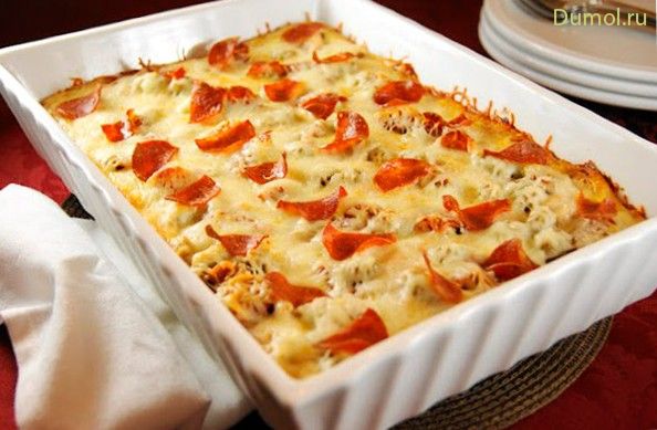 Пицца с колбасой на спагетти (пицца, колбасой, спагетти) Пицца с колбасой на спагетти