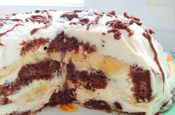 Пряничный торт с бананом без выпечки (пряничный, торт) Пряничный торт с бананом без выпечки