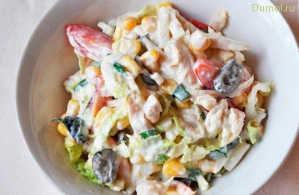 Простой крабово-кальмаровый салатик