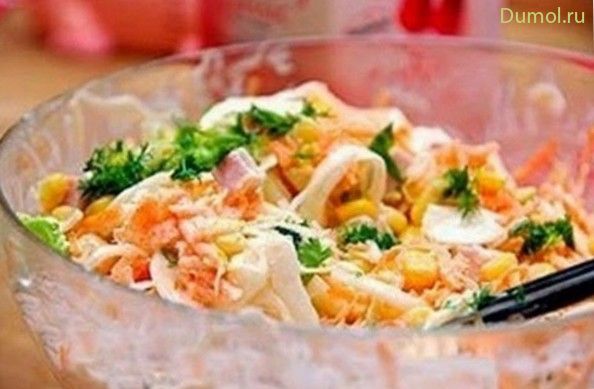 Простой салатик с омлетом