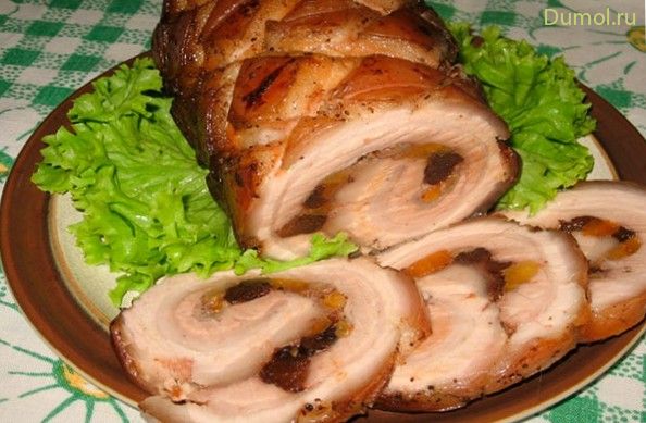 Рулет из грудинки с сухофруктами и орехами (рулет, грудинки, сухофруктами) Рулет из грудинки с сухофруктами и орехами