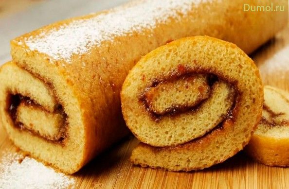 Рулет с джемом к чаю за четверть часа