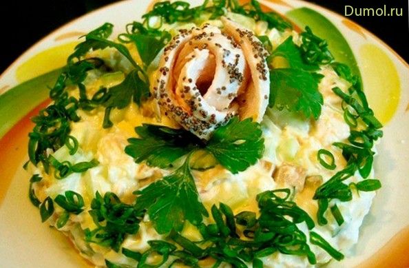 Салат «Чебурашка» с курицей и орехами (салат, чебурашка, курицей) Салат «Чебурашка» с курицей и орехами