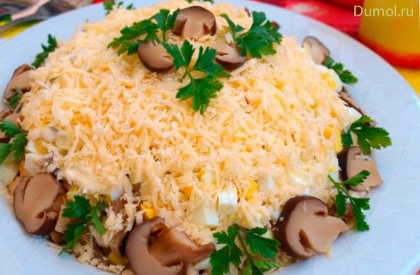 Салат «Цыпленок» с грибами и сыром (салат, цыпленок, грибами) Салат «Цыпленок» с грибами и сыром